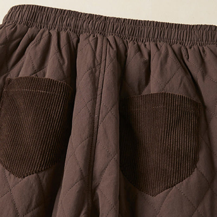 Pantalones harén de algodón para mujer con diseño acolchado de diamantes Buddha Stones , forro polar térmico y bolsillos - image 22