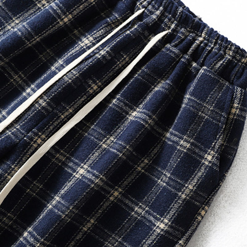 Pantalones harén de algodón con forro polar y bolsillos para mujer, con estampado retro de cuadros escoceses de Buddha Stones - image 4