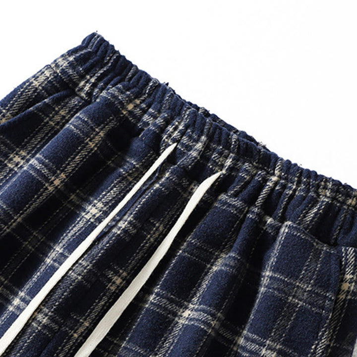 Pantalones harén de algodón con forro polar y bolsillos para mujer, con estampado retro de cuadros escoceses de Buddha Stones - image 3