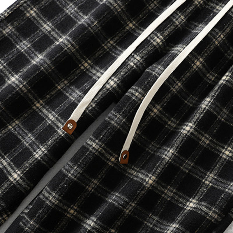 Pantalones harén de algodón con forro polar y bolsillos para mujer, con estampado retro de cuadros escoceses de Buddha Stones - image 13