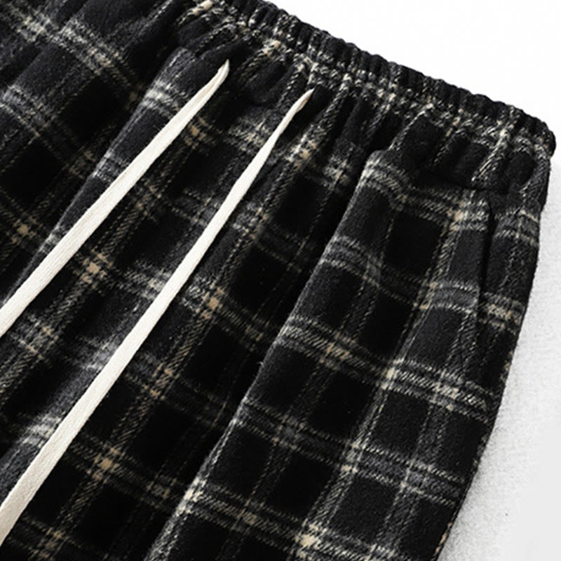Pantalones harén de algodón con forro polar y bolsillos para mujer, con estampado retro de cuadros escoceses de Buddha Stones - image 14
