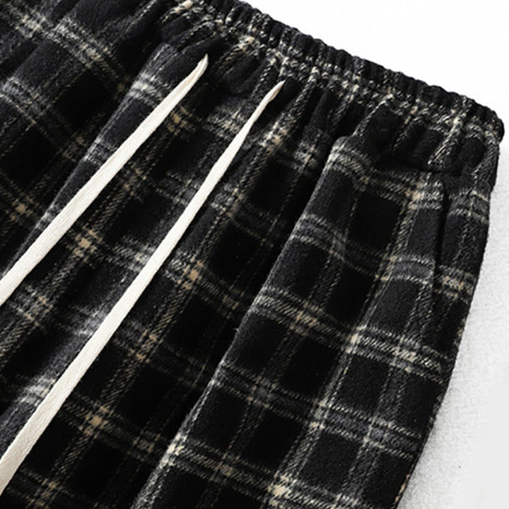 Pantalones harén de algodón con forro polar y bolsillos para mujer, con estampado retro de cuadros escoceses de Buddha Stones - image 14