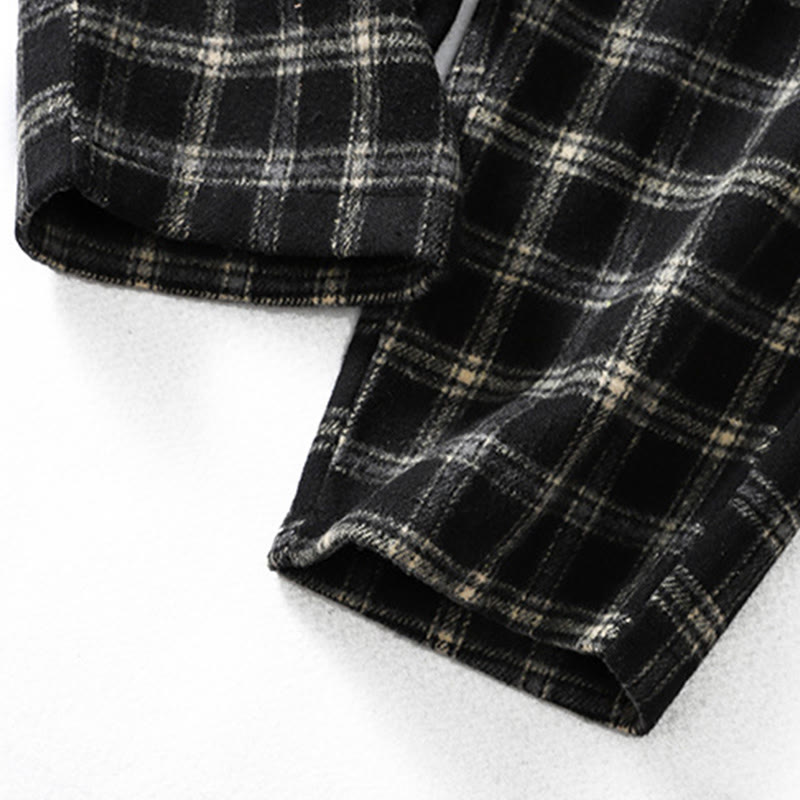 Pantalones harén de algodón con forro polar y bolsillos para mujer, con estampado retro de cuadros escoceses de Buddha Stones - image 16