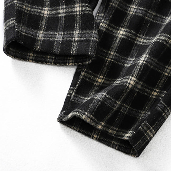 Pantalones harén de algodón con forro polar y bolsillos para mujer, con estampado retro de cuadros escoceses de Buddha Stones - image 16