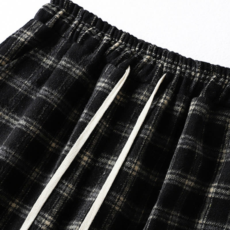 Pantalones harén de algodón con forro polar y bolsillos para mujer, con estampado retro de cuadros escoceses de Buddha Stones - image 12