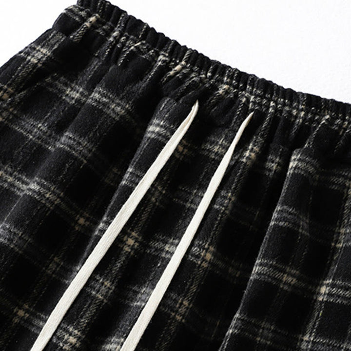 Pantalones harén de algodón con forro polar y bolsillos para mujer, con estampado retro de cuadros escoceses de Buddha Stones - image 12