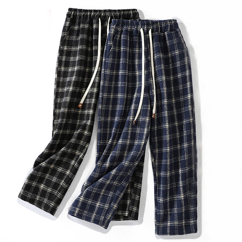 Pantalones harén de algodón con forro polar y bolsillos para mujer, con estampado retro de cuadros escoceses de Buddha Stones - image 17