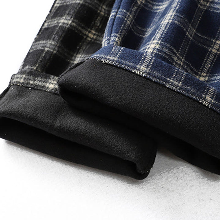 Pantalones harén de algodón con forro polar y bolsillos para mujer, con estampado retro de cuadros escoceses de Buddha Stones - image 20