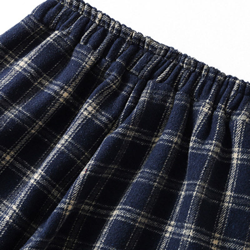 Pantalones harén de algodón con forro polar y bolsillos para mujer, con estampado retro de cuadros escoceses de Buddha Stones - image 6