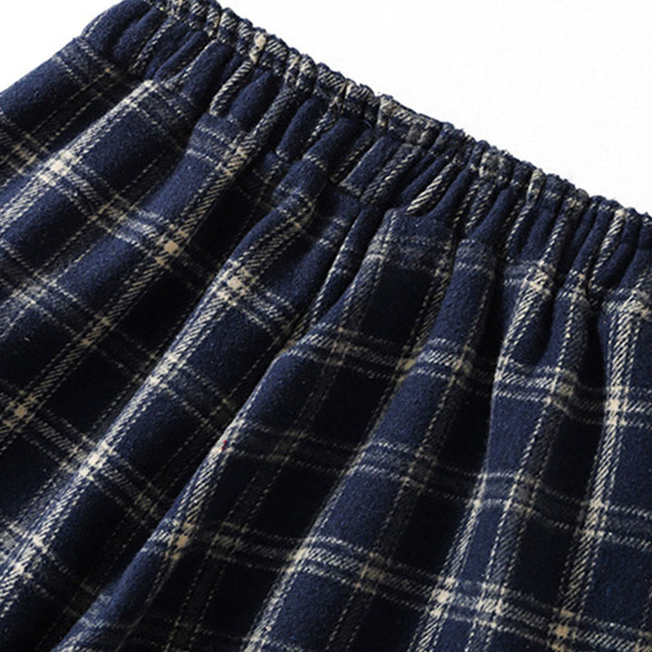 Pantalones harén de algodón con forro polar y bolsillos para mujer, con estampado retro de cuadros escoceses de Buddha Stones - image 6