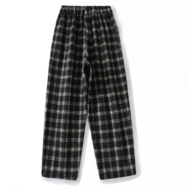 Pantalones harén de algodón con forro polar y bolsillos para mujer, con estampado retro de cuadros escoceses de Buddha Stones - image 11