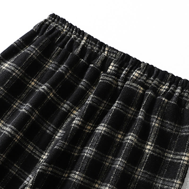 Pantalones harén de algodón con forro polar y bolsillos para mujer, con estampado retro de cuadros escoceses de Buddha Stones - image 15