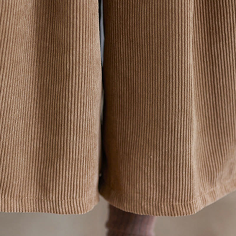 Pantalones de pana retro Buddha Stones para mujer, de pierna ancha, largos 7-8, con bolsillos y cinturón - image 10