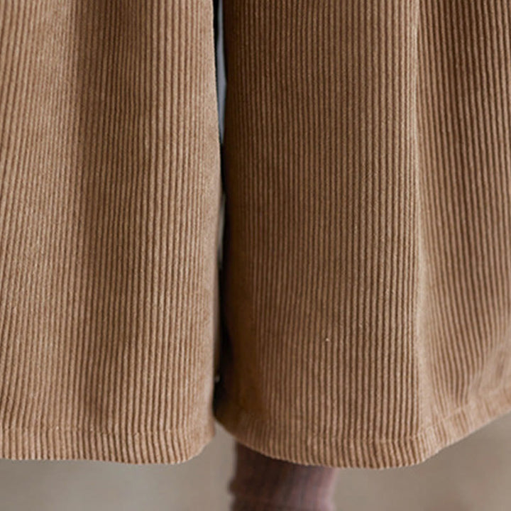 Pantalones de pana retro Buddha Stones para mujer, de pierna ancha, largos 7-8, con bolsillos y cinturón - image 10