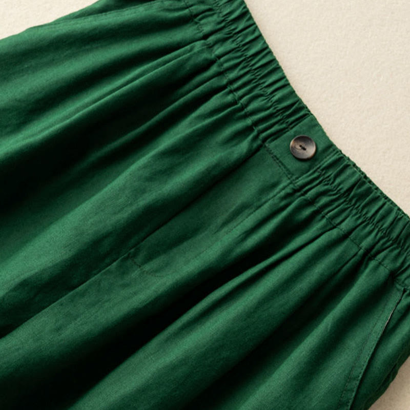 Pantalones cortos de verano informales de algodón y lino con cremallera y botones para mujer, con bolsillos y estampado de Buddha Stones - image 5