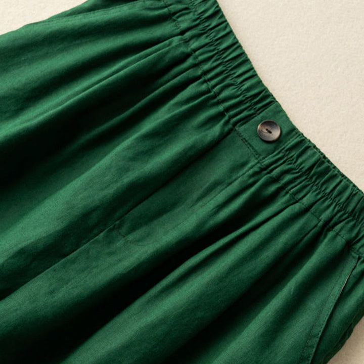 Pantalones cortos de mujer de algodón y lino lisos con botones y bolsillos, estampado Buddha Stones, estilo casual de verano. - image 5