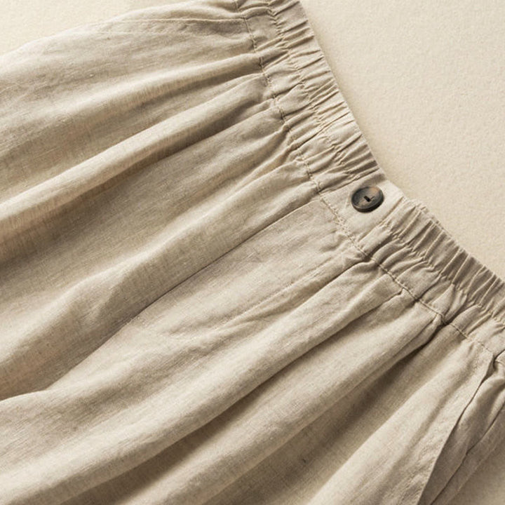 Pantalones cortos de verano informales de algodón y lino con cremallera y botones para mujer, con bolsillos y estampado de Buddha Stones - image 7