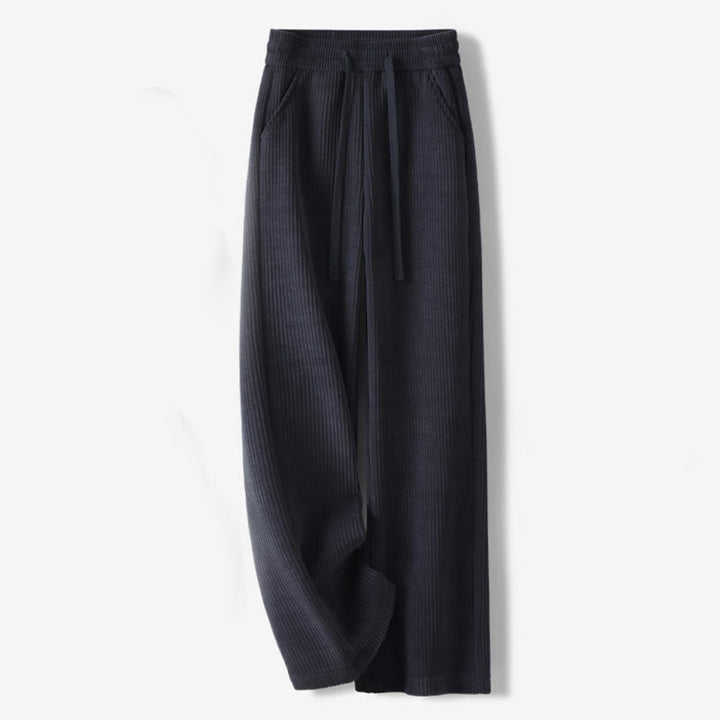 Pantalones casuales Buddha Stones de pana de algodón, pierna ancha, color liso, forrados con vellón y bolsillos para mujer - Azul medianoche - US12, UK/AU16, EU44 (3XL) - image 1