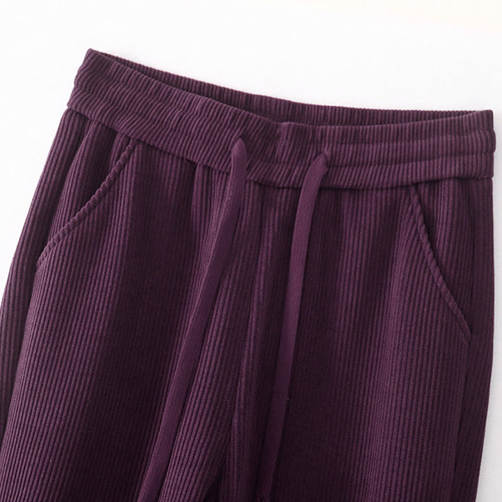 Pantalones casuales Buddha Stones de pana de algodón, pierna ancha, color liso, forrados con vellón y bolsillos para mujer - image 30
