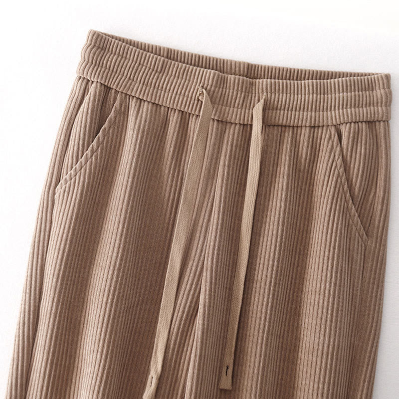 Pantalones casuales Buddha Stones de pana de algodón, pierna ancha, color liso, forrados con vellón y bolsillos para mujer - image 21