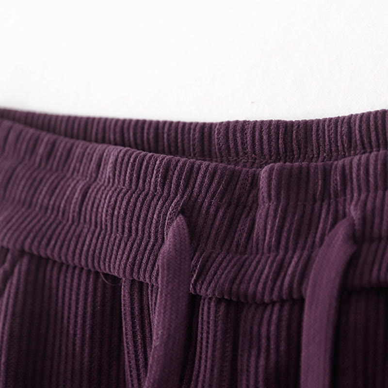 Pantalones casuales Buddha Stones de pana de algodón, pierna ancha, color liso, forrados con vellón y bolsillos para mujer - image 31