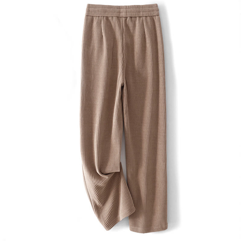 Pantalones casuales Buddha Stones de pana de algodón, pierna ancha, color liso, forrados con vellón y bolsillos para mujer - image 20