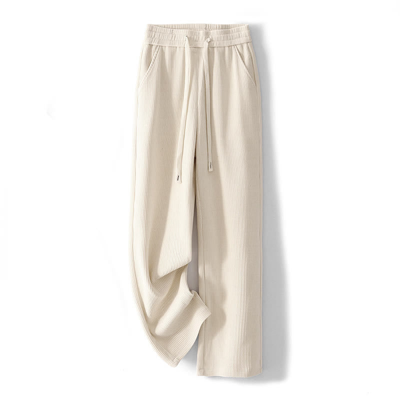 Pantalones casuales Buddha Stones de pana de algodón, pierna ancha, color liso, forrados con vellón y bolsillos para mujer - image 8
