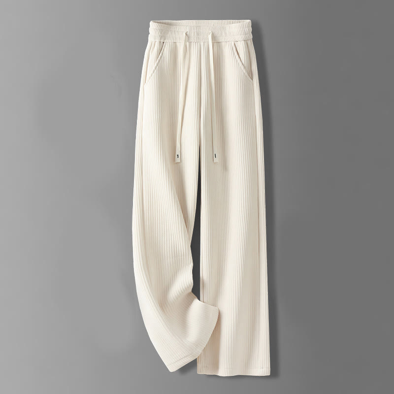 Pantalones casuales Buddha Stones de pana de algodón, pierna ancha, color liso, forrados con vellón y bolsillos para mujer - Beige - US12, UK/AU16, EU44 (3XL) - image 1