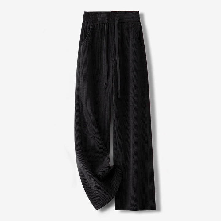 Pantalones casuales Buddha Stones de pana de algodón, pierna ancha, color liso, forrados con vellón y bolsillos para mujer - Negro - US12, UK/AU16, EU44 (3XL) - image 9