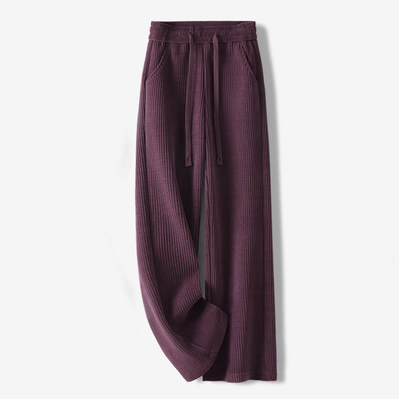 Pantalones casuales Buddha Stones de pana de algodón, pierna ancha, color liso, forrados con vellón y bolsillos para mujer - Magenta oscuro - US12, UK/AU16, EU44 (3XL) - image 29