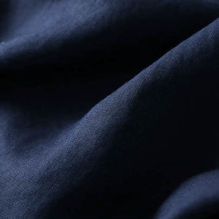 Camisa informal de algodón de manga larga con cuello inclinado y tirantes para mujer con flores bordadas de Buddha Stones - image 11