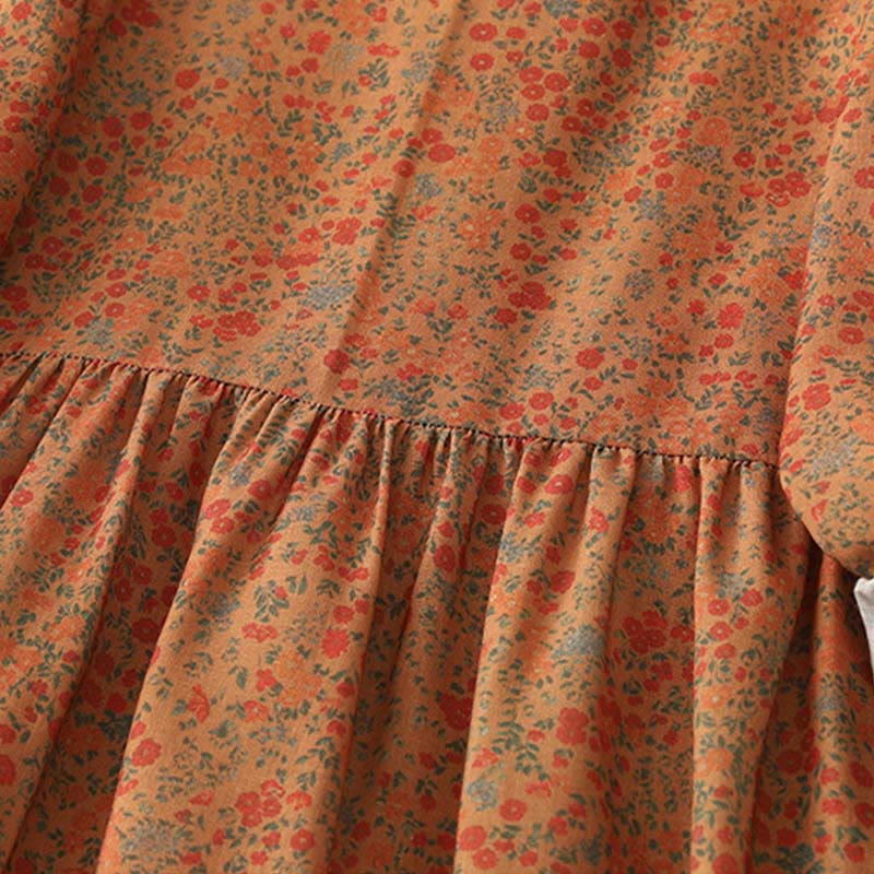Vestido midi informal de lino y algodón con cuello redondo, mangas largas y bolsillos, con encaje floral y Buddha Stones - image 3