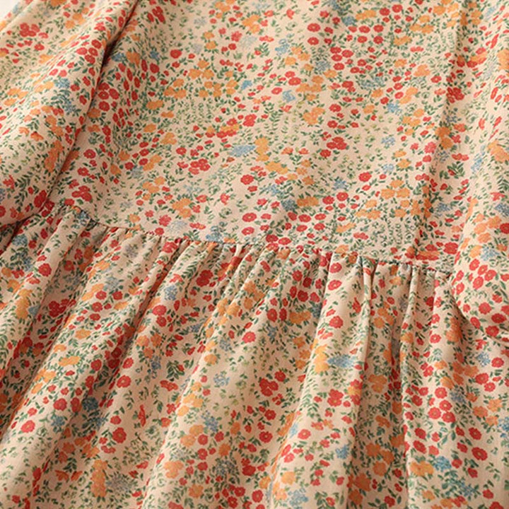 Vestido midi informal de lino y algodón con cuello redondo, mangas largas y bolsillos, con encaje floral y Buddha Stones - image 9