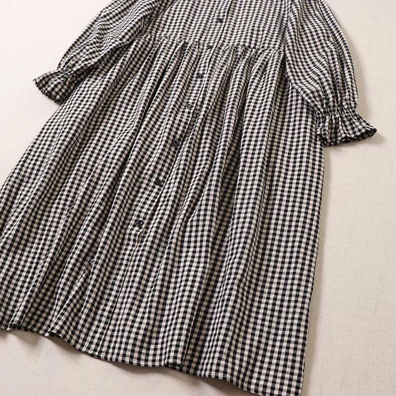 Vestido midi de manga larga con volantes, botones sencillos y bolsillos de Buddha Stones - image 10