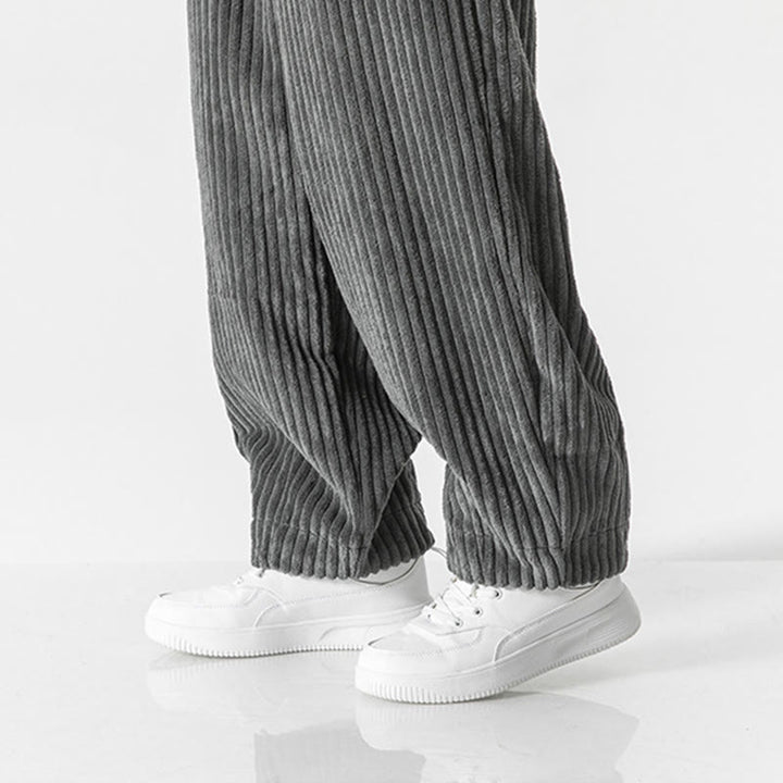 Pantalones harén de pana con cordón y bolsillos para hombre, estilo retro de invierno, con Buddha Stones - image 9