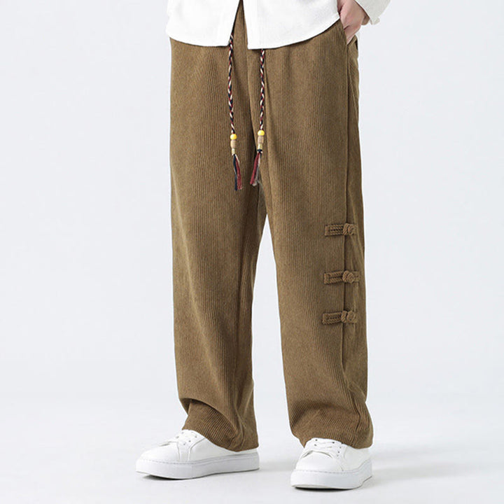 Pantalones de pana con cordón y bolsillos para hombre, diseño chino de rana y botones, con Buddha Stones - image 7