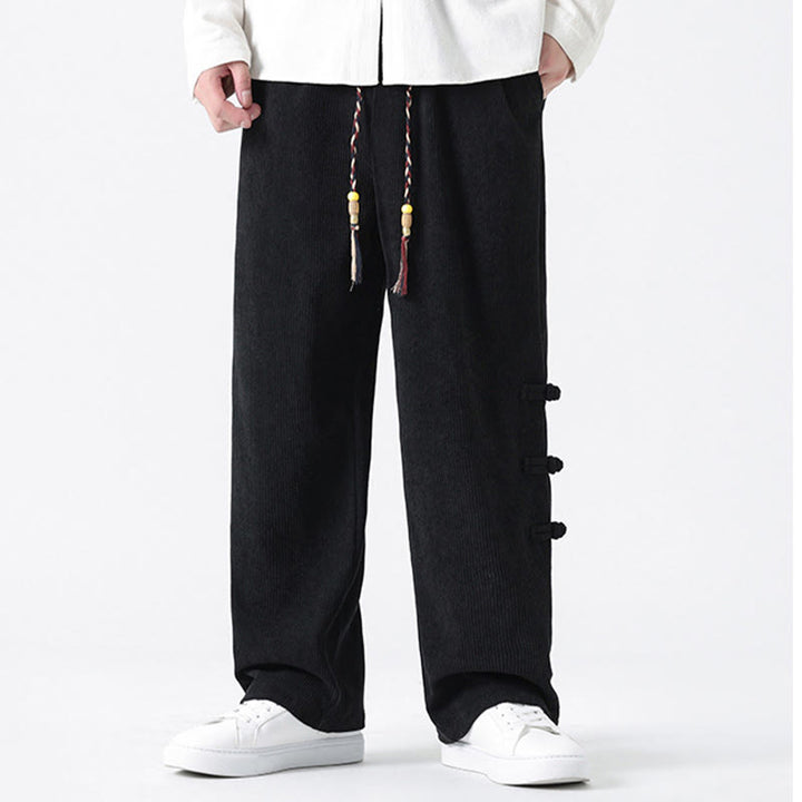 Pantalones de pana con cordón y bolsillos para hombre, diseño chino de rana y botones, con Buddha Stones - image 18