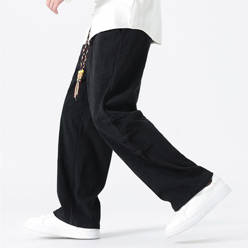 Pantalones de pana con cordón y bolsillos para hombre, diseño chino de rana y botones, con Buddha Stones - image 17