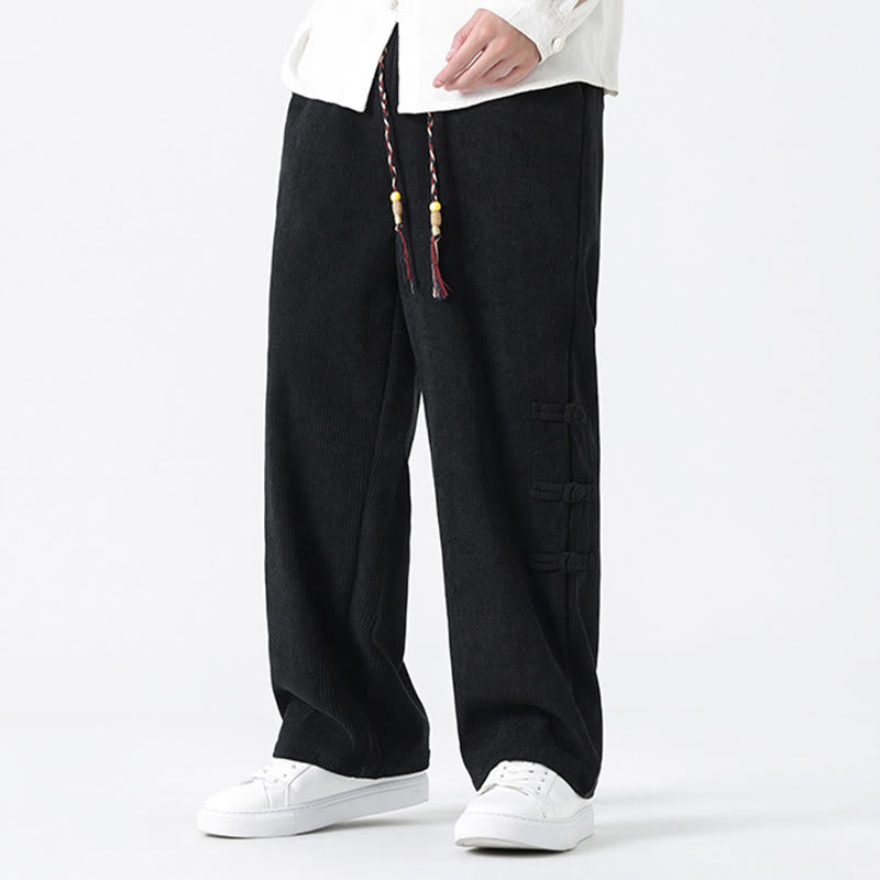 Pantalones de pana con cordón y bolsillos para hombre, diseño chino de rana y botones, con Buddha Stones - image 16