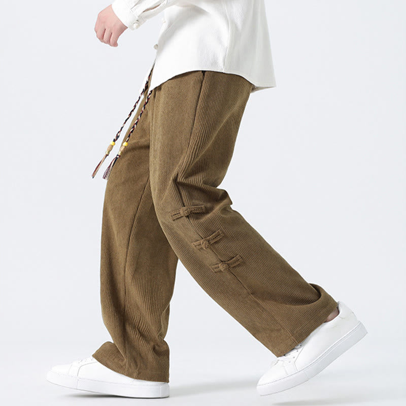 Pantalones de pana con cordón y bolsillos para hombre, diseño chino de rana y botones, con Buddha Stones - image 4