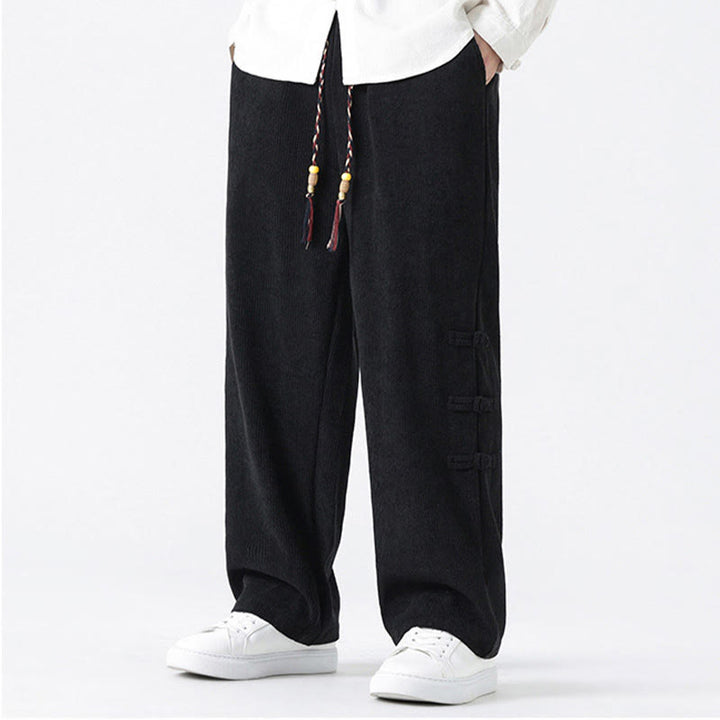 Pantalones de pana con cordón y bolsillos para hombre, diseño chino de rana y botones, con Buddha Stones - image 14