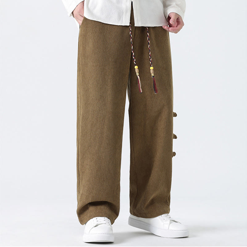 Pantalones de pana con cordón y bolsillos para hombre, diseño chino de rana y botones, con Buddha Stones - image 8