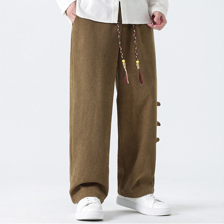 Pantalones de pana con cordón y bolsillos para hombre, diseño chino de rana y botones, con Buddha Stones - image 8