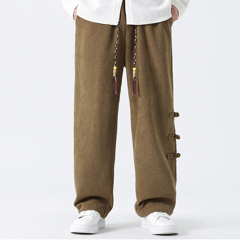 Pantalones de pana con cordón y bolsillos para hombre, diseño chino de rana y botones, con Buddha Stones - image 9