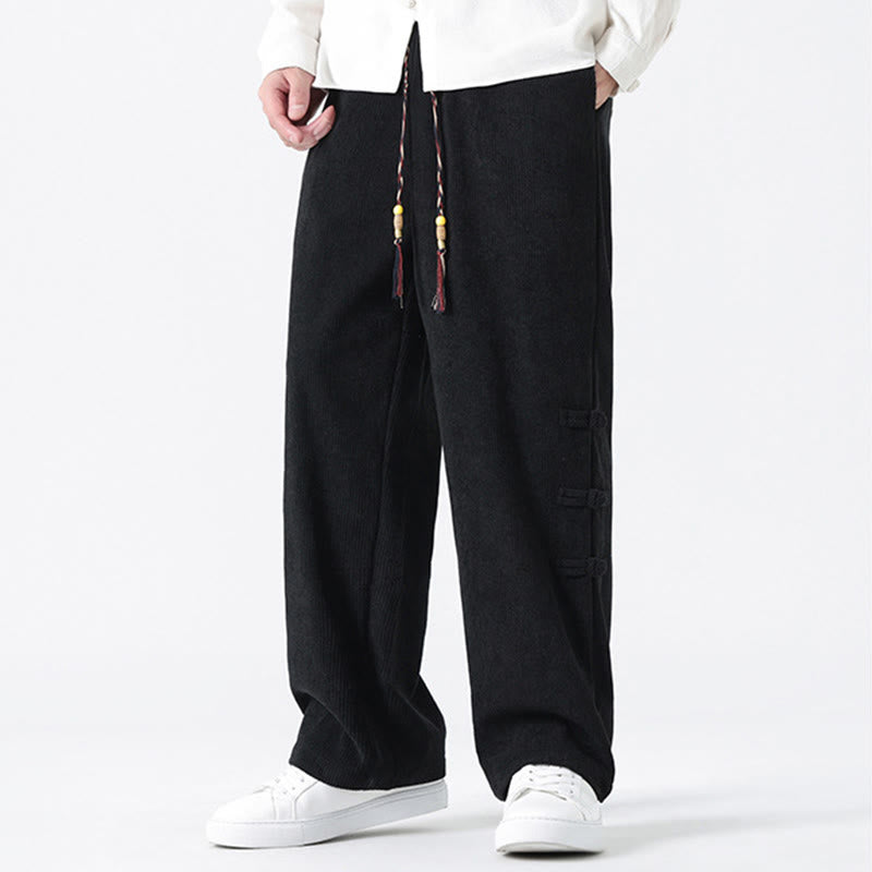 Pantalones de pana con cordón y bolsillos para hombre, diseño chino de rana y botones, con Buddha Stones - image 15