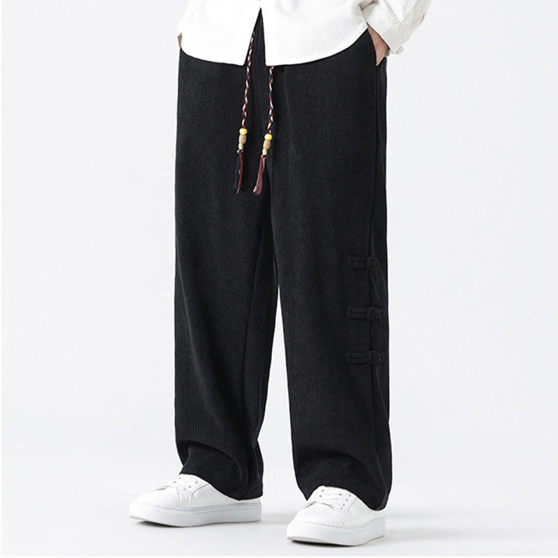 Pantalones de pana con cordón y bolsillos para hombre, diseño chino de rana y botones, con Buddha Stones - image 13