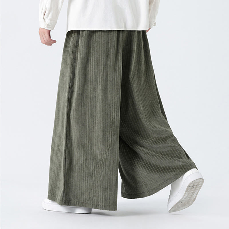 Pantalones anchos de pana con bordado informal de Buddha Stones y cordón ajustable para hombre con bolsillos - image 7