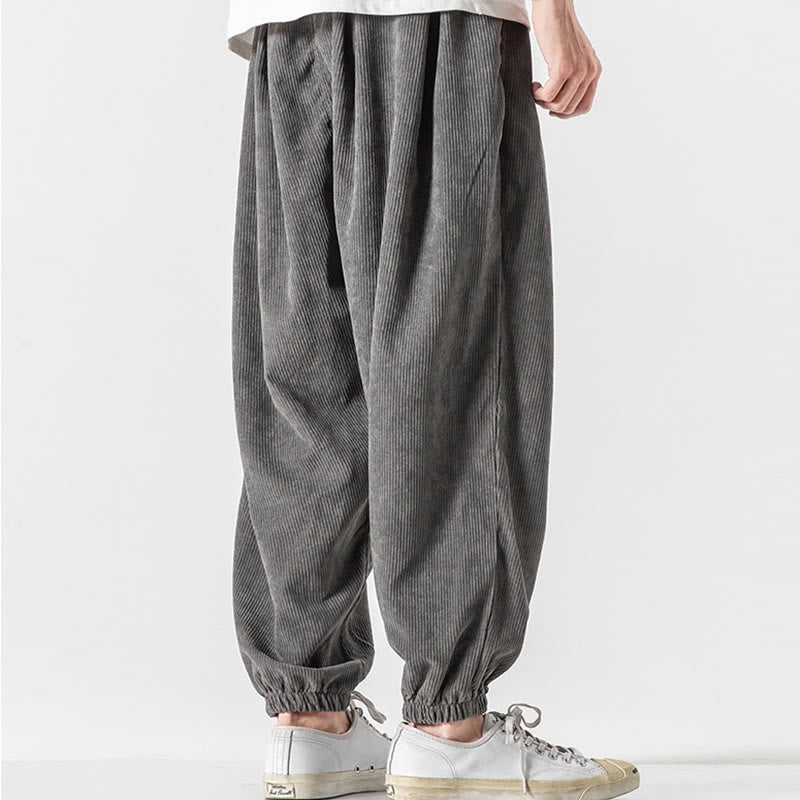 Pantalones casuales Buddha Stones de pana con cordón ajustable y bolsillos para hombre, hasta el tobillo - image 6