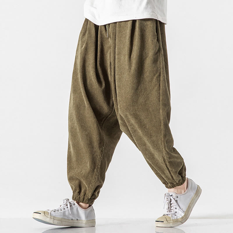 Pantalones casuales Buddha Stones de pana con cordón ajustable y bolsillos para hombre, hasta el tobillo - image 19