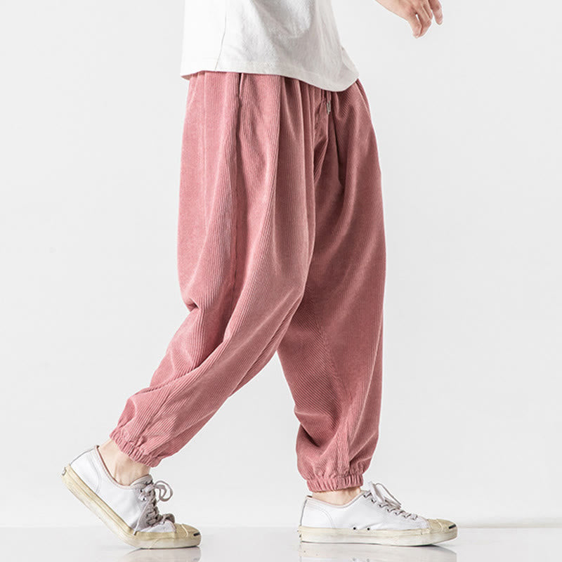 Pantalones casuales Buddha Stones de pana con cordón ajustable y bolsillos para hombre, hasta el tobillo - image 29